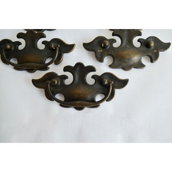 Lot of 5 Brass Bat Wing Drawer Pull Handles Chippendale Bail Pull 3" - Picture 2 of 6